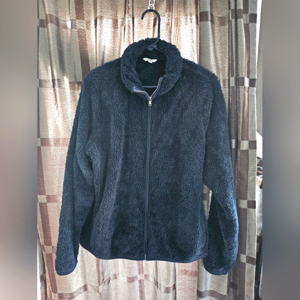 Sonoma Women's Sherpa Jacket, Warm, Navy Blue, Size XL